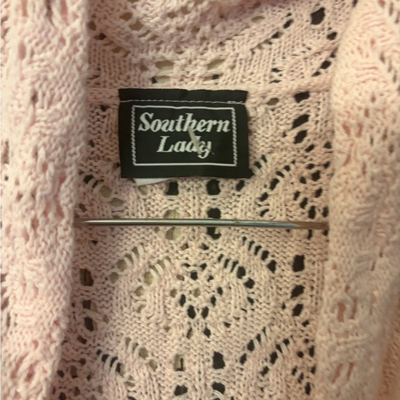Southern Lady Light Pink Crochet Vest. Vintage women’s XL. - Picture 3 of 7
